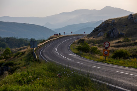 asphalt road and turkey landscapeの写真素材