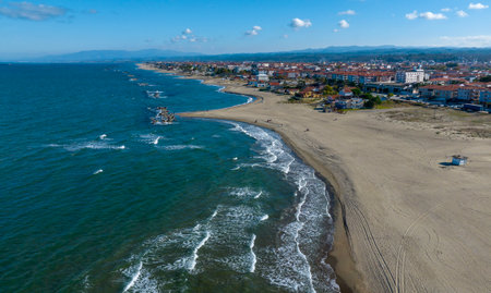 Aerial view of the city of Sozopol, Burgas Region, Bulgariaの写真素材