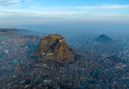 Karahisar castle on a rock mountain, Afyon, Turkey