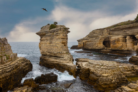 Landscape of the cliffs on the coast of the Atlantic Ocean in Portugalの写真素材