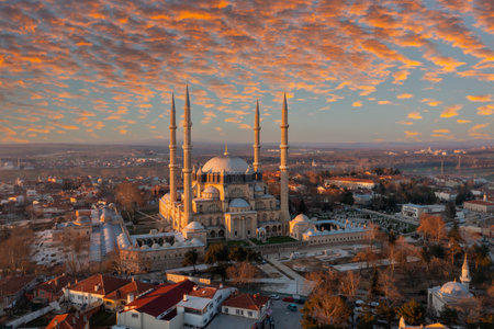 Selimiye Mosque exterior view in Edirne City of Turkey. Edirne was the capital of Ottoman Empire.のeditorial素材
