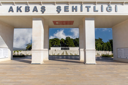 Canakkale, Turkey, September 26, 2021: One of the Monuments and cemeteries of Turkish army martyr in Gallipoli, Canakkale, (AkbaÅ Martyrdom)のeditorial素材