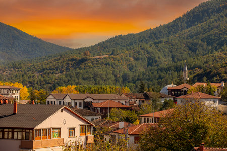 Autumn view of the village.の写真素材