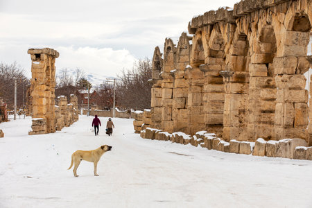 Ancient Roman city of Ephesus, Turkey in a winter dayの写真素材