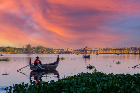 Sunset at U Bein Bridge, Amarapura, Myanmar