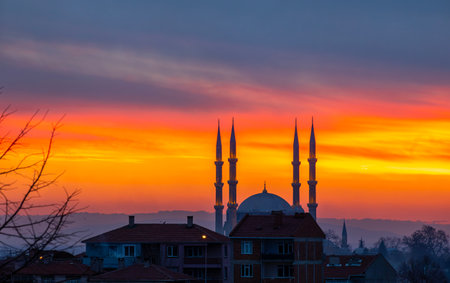 Selimiye Mosque and a unique sunset, Edirne, Turkeyのeditorial素材