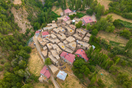 Historical Hizan Houses and natural scenery, Bitlisの写真素材