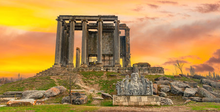 Temple of Apollo in Didyma, Turkey at sunset.の写真素材