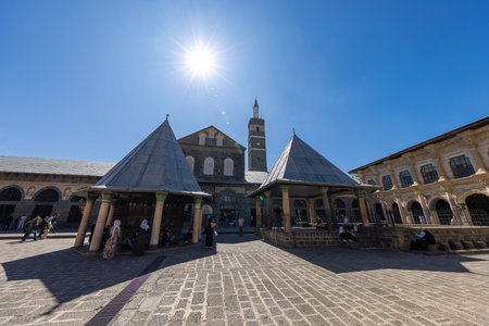 People visit Sultanahmet Mosque in Istanbul, Turkey. Sultanahmet Mosque is the largest mosque in Istanbul.の写真素材