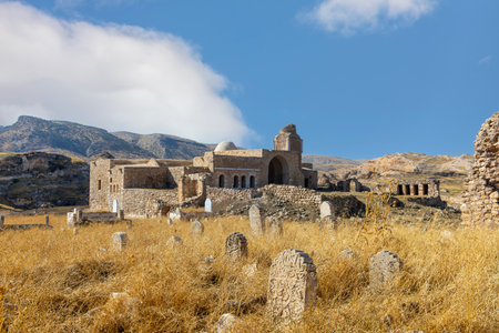 Ruins of the Church of St. Nicholas in Lindos, Rhodes, Greeceの写真素材