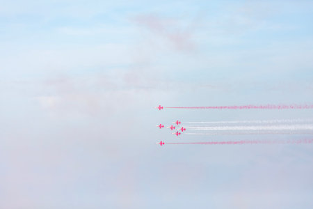 Aerobatic team performing aerobatic in the sky.