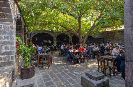 Tourists and locals in Barcelona, Spain