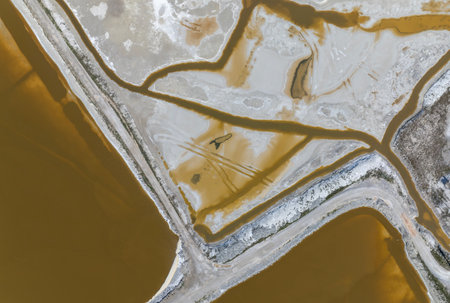 Aerial view of a salt lake in the province of Alicante, Spainの写真素材