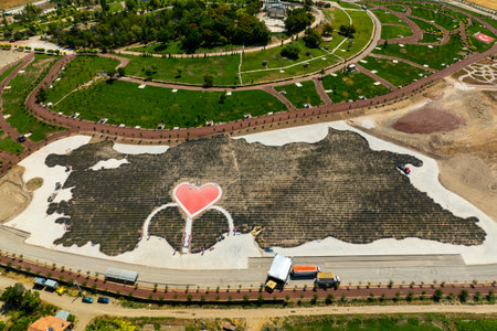 Aerial view of the beautiful Limassol Molos in Cyprusの写真素材