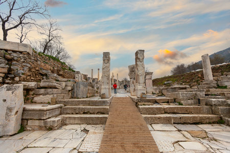 Ruins of the ancient city of Ephesus, Izmir, Turkeyの写真素材