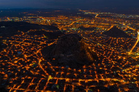 Karahisar castle on a rock mountain, Afyon, Turkeyの写真素材