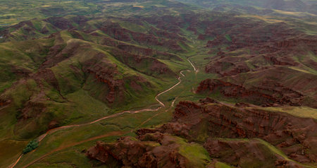 Aerial view of the colorful mountains in the highlands of Utah