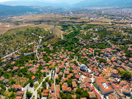 Aerial view of town of Melnik, Blagoevgrad Region, Bulgariaの写真素材