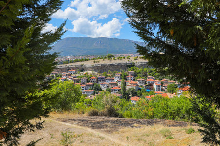 Panoramic view of a town in Europe.の写真素材