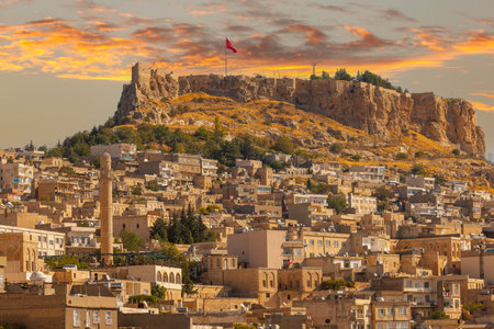 Ancient and stone houses of Old Mardin (Eski Mardin) with Mardin Castle, Located South Eastern of...