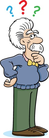 cartoon of an old man thinkingのeditorial素材
