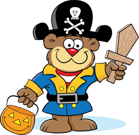 Bear in Pirate Costumeのイラスト素材