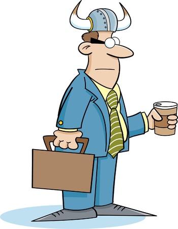 Businessman wearing a viking helmetのイラスト素材