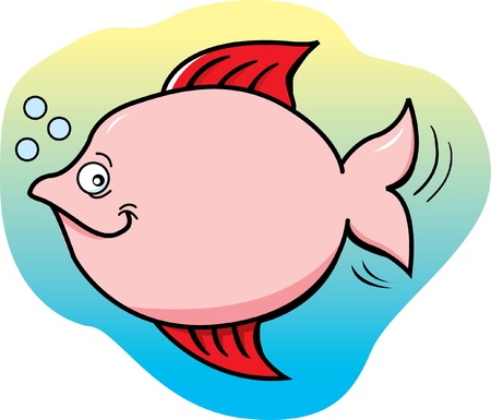 Cartoon Illustration of a Pink Fishのイラスト素材