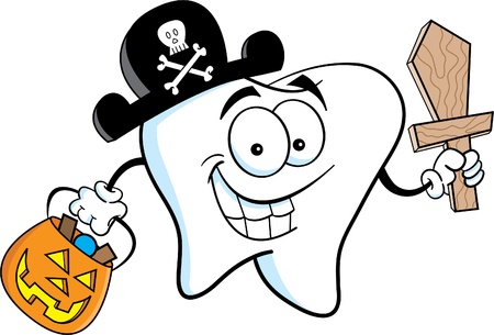 Tooth Dressed in a Pirate Costumeのイラスト素材