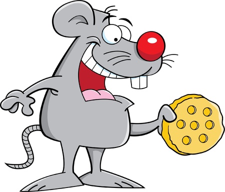 Cartoon illustration of a mouse holding cheeseのイラスト素材