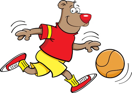 Cartoon illustration of a bear playing basketballのイラスト素材