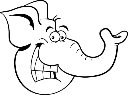 Black and white illustration of an elephant headのイラスト素材