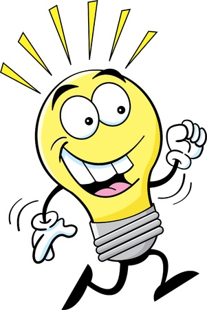 Cartoon illustration of a light bulb running のイラスト素材
