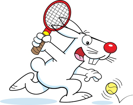 Cartoon illustration of a rabbit playing tennis のイラスト素材