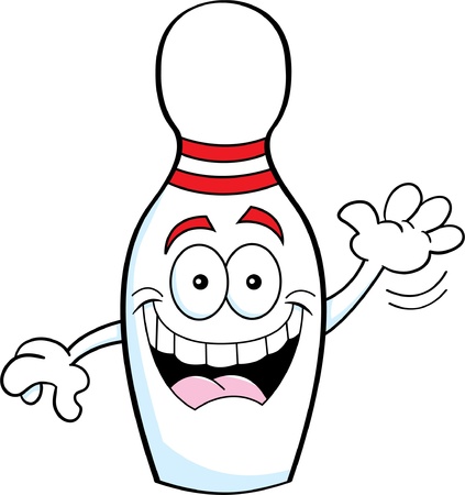 Cartoon illustration of a bowling pin waving のイラスト素材