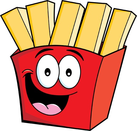 Cartoon illustration of smiling french fries のイラスト素材