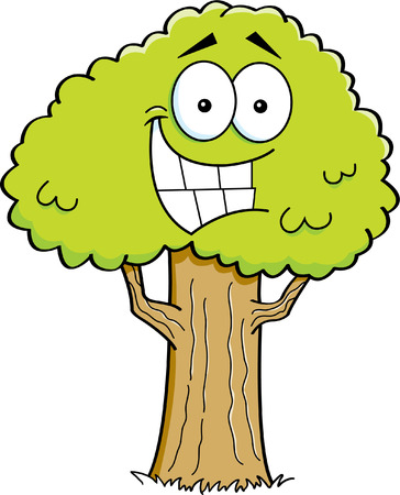 Cartoon illustration of a smiling tree のイラスト素材