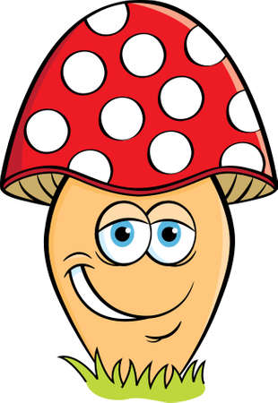 Cartoon illustration of a smiling mushroom.のイラスト素材