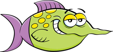 Cartoon illustration of a sly smiling fish.のイラスト素材