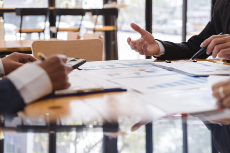 Business people meeting, Co investment discussion ideas concept. Board of directors planning project, considering business offer, sharing ideas for Business reportの写真素材