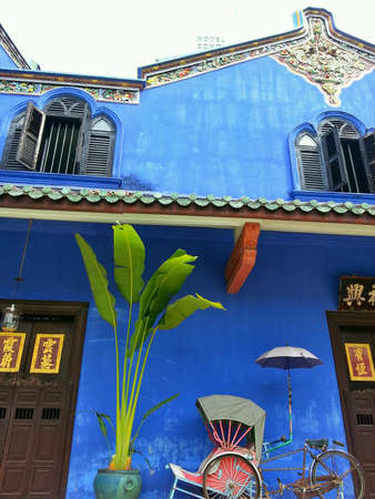 Facade of Cheong Fatt Tze Mansion Blue Mansion, Georgetown, Penang, Malaysia.の素材