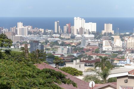 Durban-South Africa-January 2020-A view of durban central, glenwood, and the ocean in the distance の写真素材