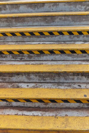 A close up view of stairs marked with danger paint to show where they are situatedの写真素材