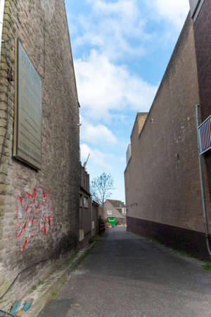 Bristol-March 2020-England-a close up view of a empty narrow street during the cronavirus; covid-19 virus epidemicのeditorial素材