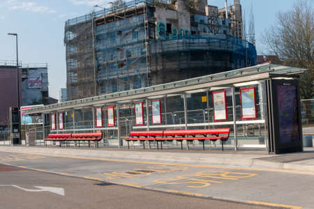 Bristol-March 2020-England-A close up view of empty ciry streets of Bristol central during the cronavirus, covid-19 virus epidemicのeditorial素材