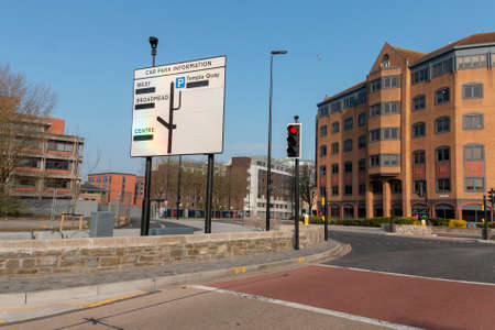 Bristol-March 2020-England-A close up view of empty ciry streets of Bristol central during the cronavirus, covid-19 virus epidemicのeditorial素材