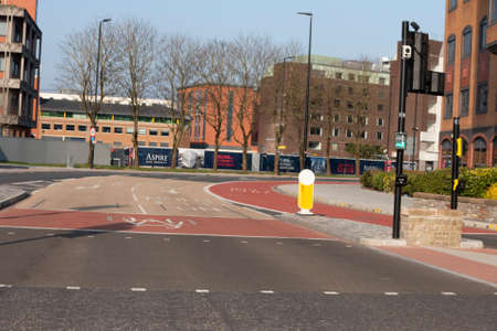 Bristol-March 2020-England-A close up view of empty ciry streets of Bristol central during the cronavirus; covid-19 virus epidemicのeditorial素材
