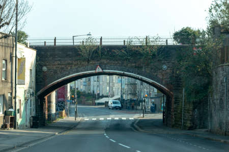 Bristol-March 2020-England-A close up view of empty ciry streets of Bristol central during the cronavirus; covid-19 virus epidemicのeditorial素材