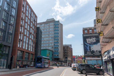 Bristol-May-2020-England-a close up view of buildings in the main city center of Bristolのeditorial素材