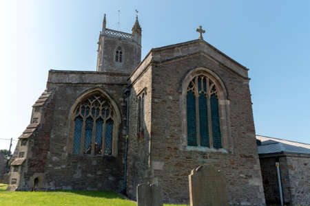 Bristol-Nailsea-November-2020-England- a close up view of the of the Holy Trinity church in a small...